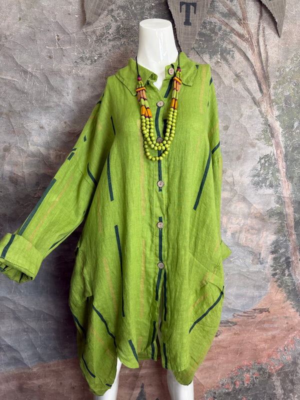 91750S Stripe Big Shirt-KIWI