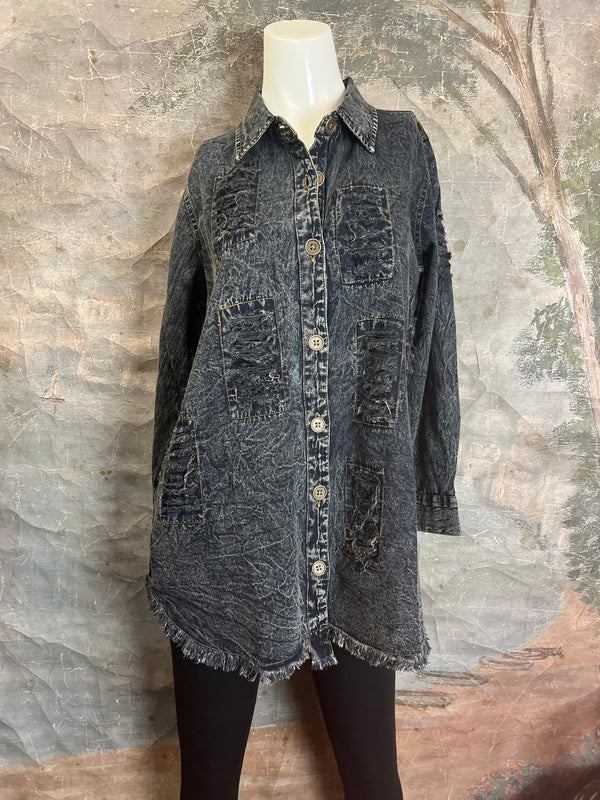 PL413 Distressed Denim Shirt