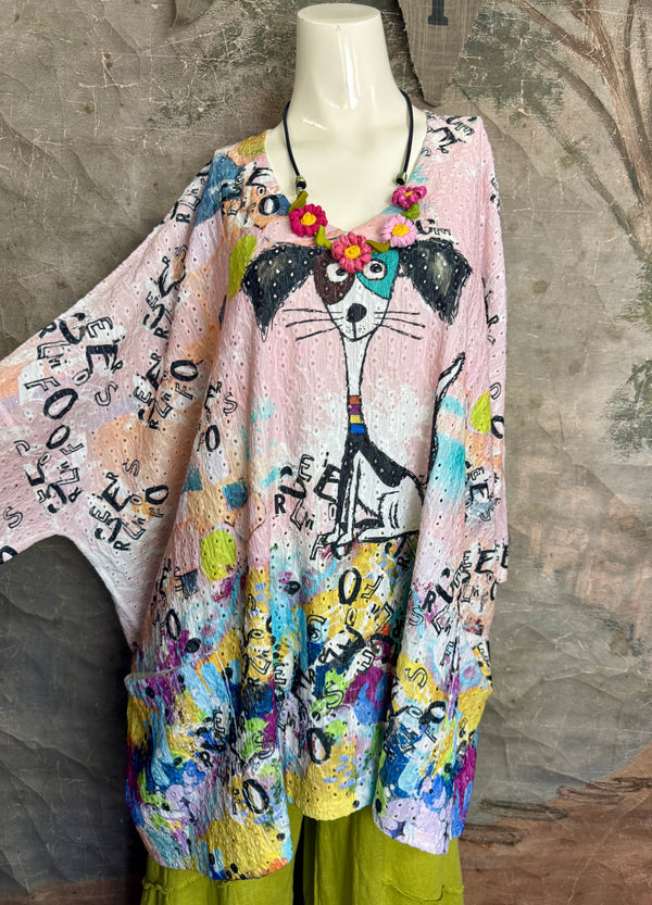 T1196 Vneck Dolman High-low Top-Piper