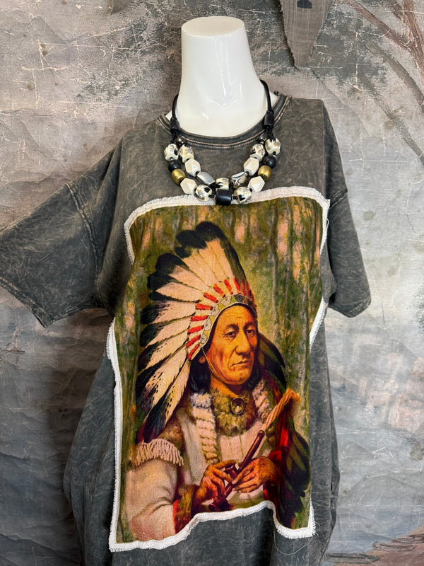 T839 Short Sleeve T-Shirt Dress-Hunter/Indian