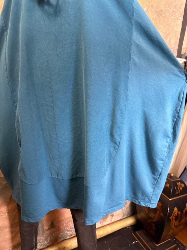 6512AU Cowlneck Bubble Dress-TEAL