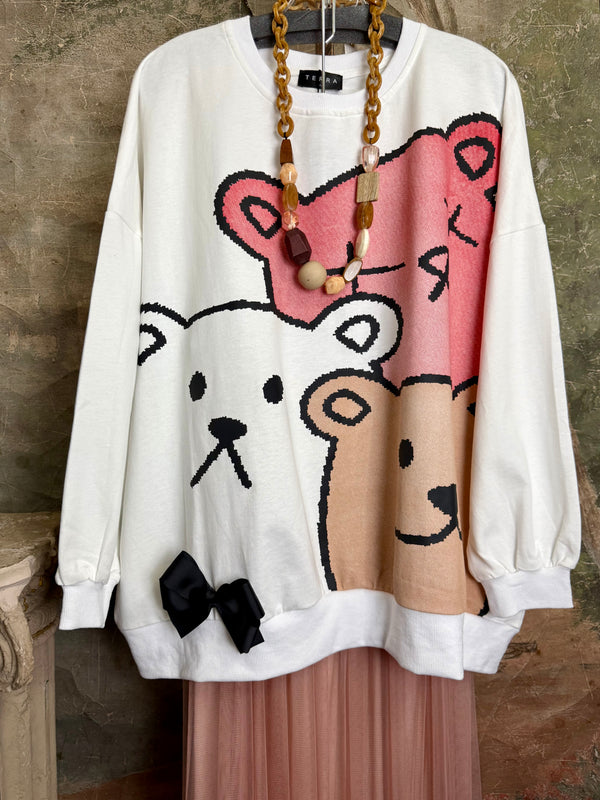 TF-5737 Teddy Gals W/Bow Sweatshirt Tee
