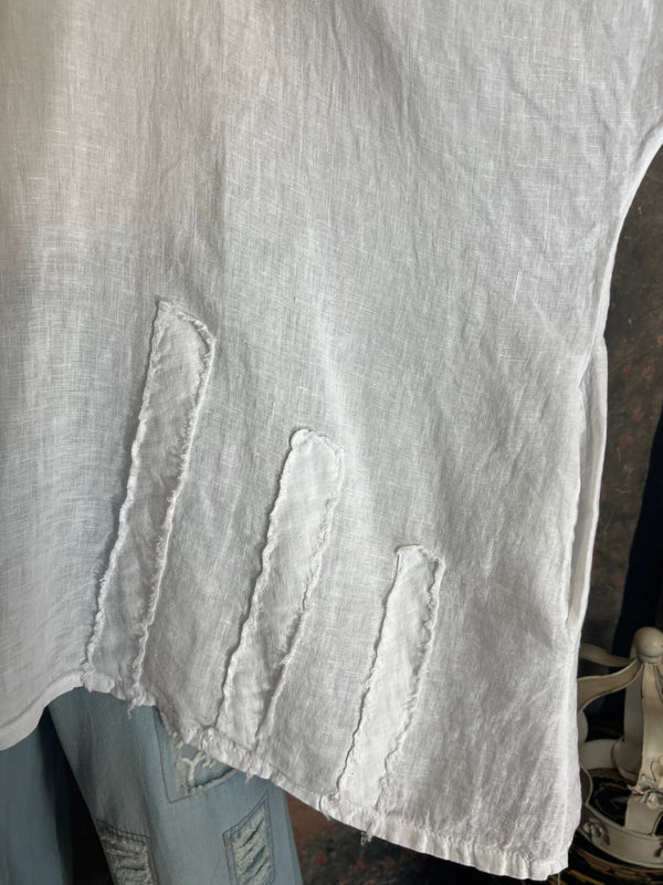 91624 Solid Patch Tunic Shirt-White