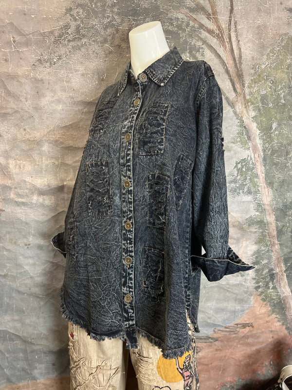 PL413 Distressed Denim Shirt