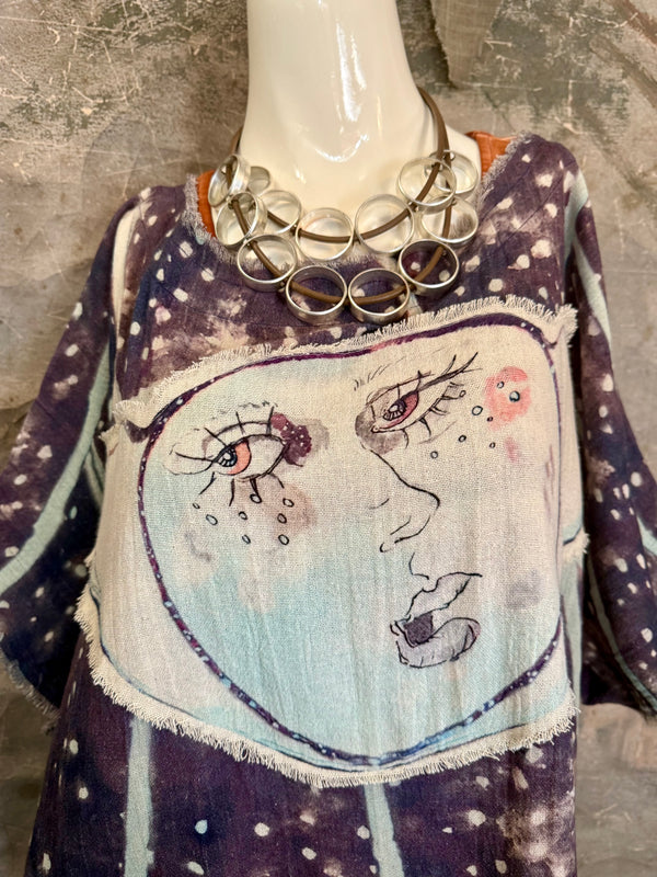 782 High Low Linen Tunic Top-NAVY/MOON