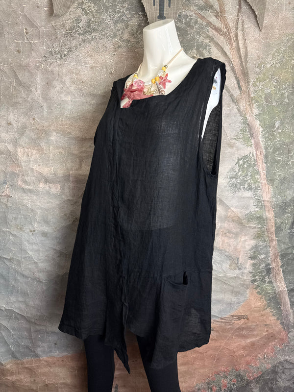 91755 Uneven Tank Top-Black