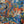 Load image into Gallery viewer, Oversized blue floral print crew pullover with orange and multicolor botanical pattern, long sleeves, relaxed fit - 11

