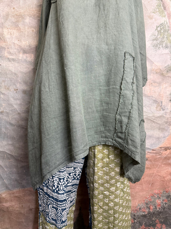 91624 Solid Patch Tunic Shirt-Olive