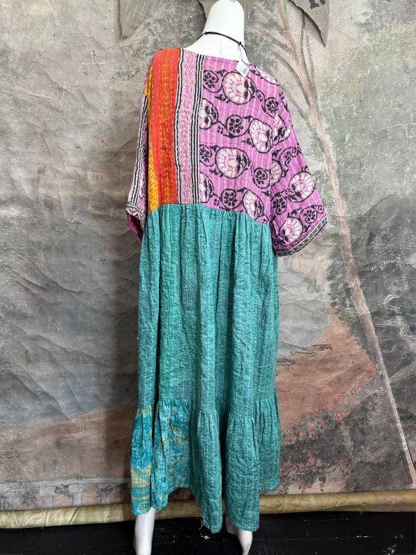 1027w Kantha Arts Tiered Dress-Mix 11
