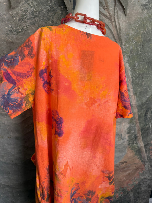 90847P Painted Presence Dress-Coral Orange