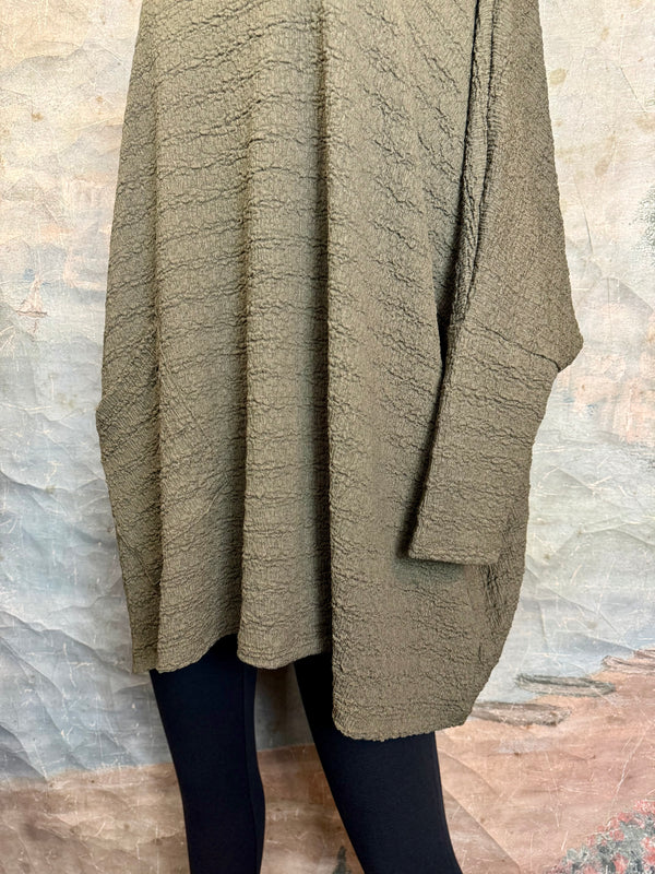 T1076 Waffle Knit Pullover-Olive