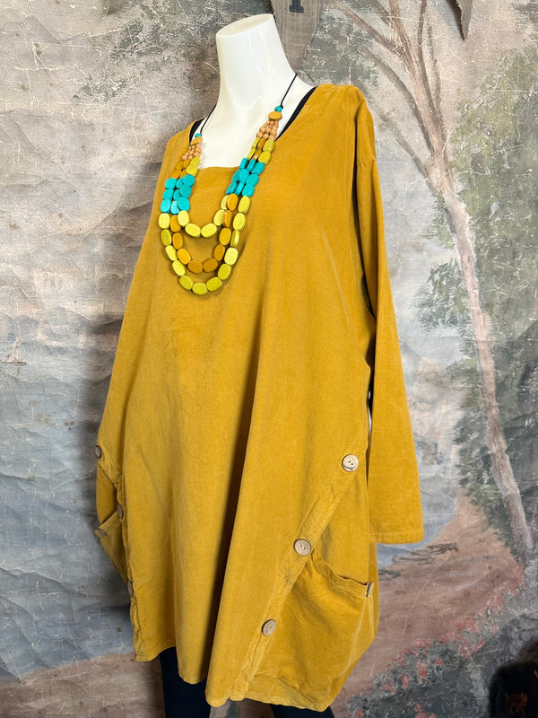 91983 Corduroy Pocket Tunic-Mustard