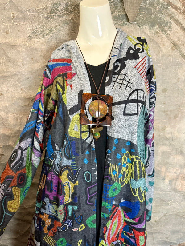 C008T L/Slv Hooded Cardi Duster