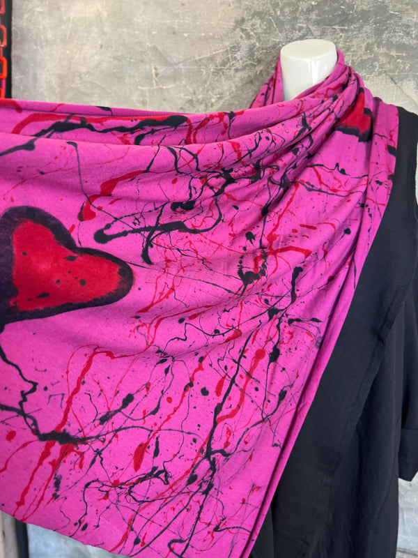 HHE6800 Heart Motif Scarf-Raspberry