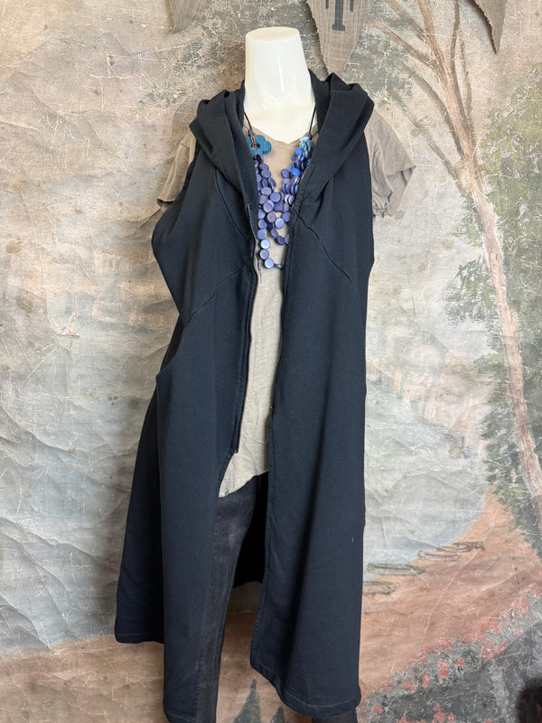 2626AU Zip Hoodie Vest-Black