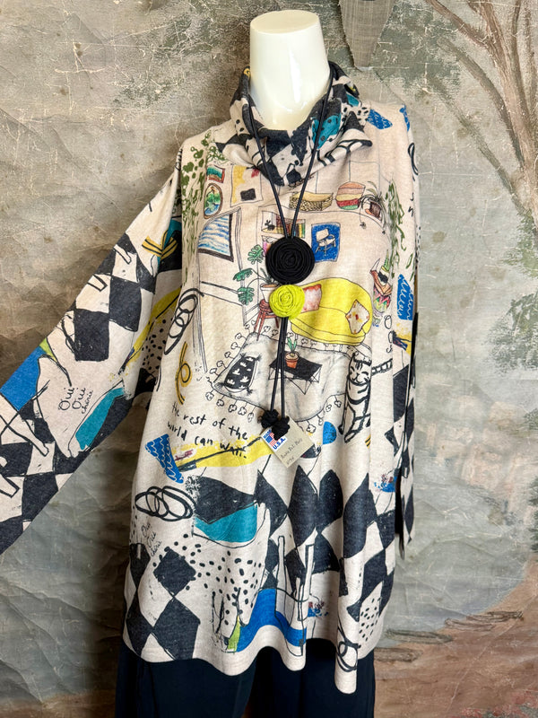 T1097 Cowlneck Dolman Slv Top