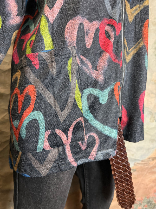 25842 Whimsy Chic Hearts Zipup Jacket