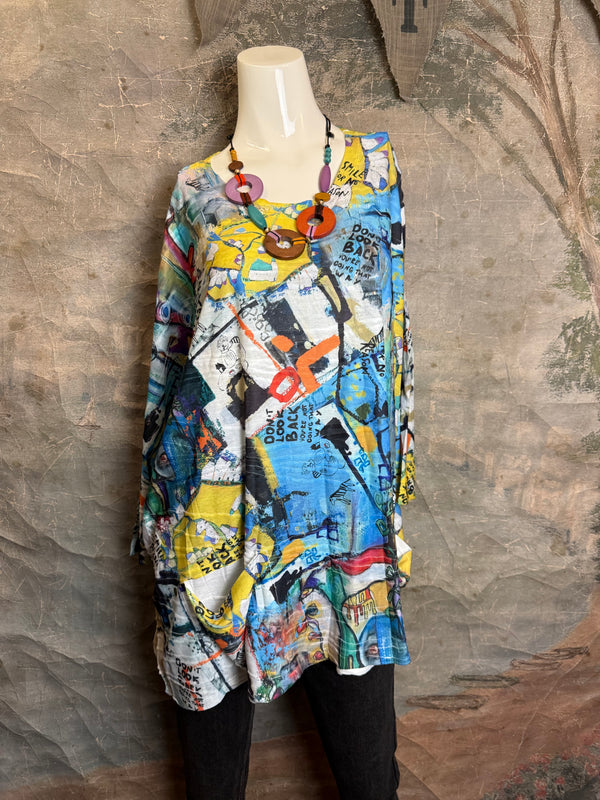 T1514 Long Slv Dolman Top/Tunic-Vib Vibes