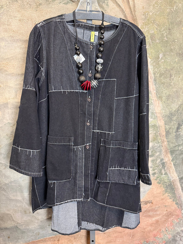 20126N17 Lg/Slv Slit Back Shirt-Dark Grey