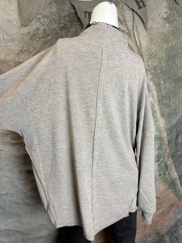 25690 Knit Mock Neck Top-Khaki