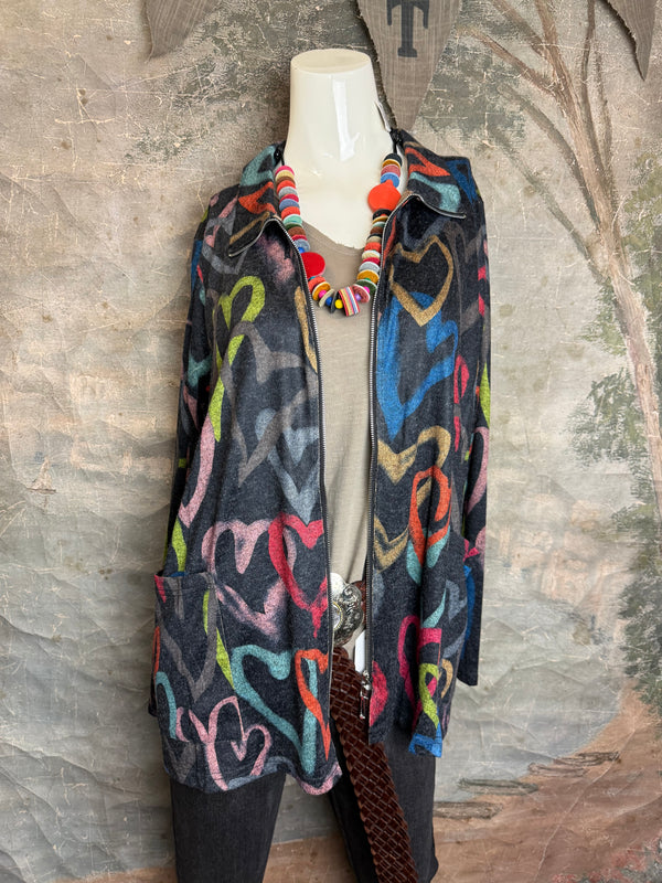 25842 Whimsy Chic Hearts Zipup Jacket