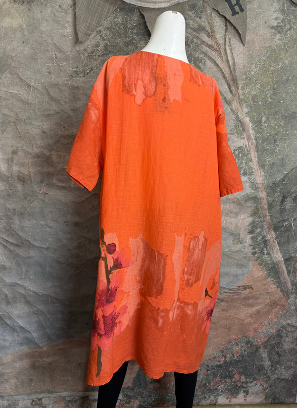 90847B Painters Garden Dress-Orange