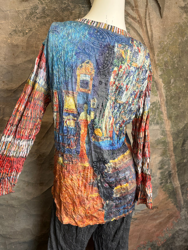 25603 Crinkle Tunic Top-Rust