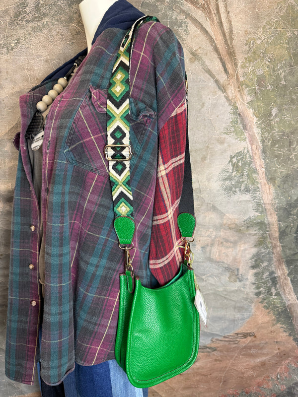 0003A Pebbled Vegan MINI Leather Crossbody Bag-Green