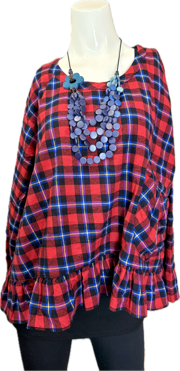 5430 Plaid Ruffle Top