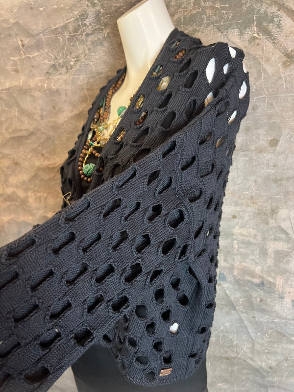 5200 Holiday Knit Cardi-Black