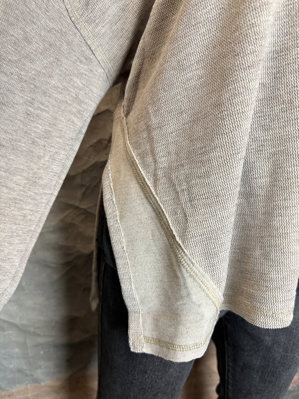 25690 Knit Mock Neck Top-Khaki