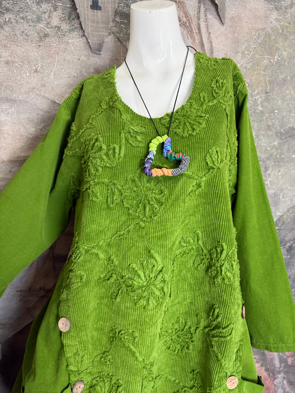91983A-62 Buttoned Stitch Tunic-Kiwi