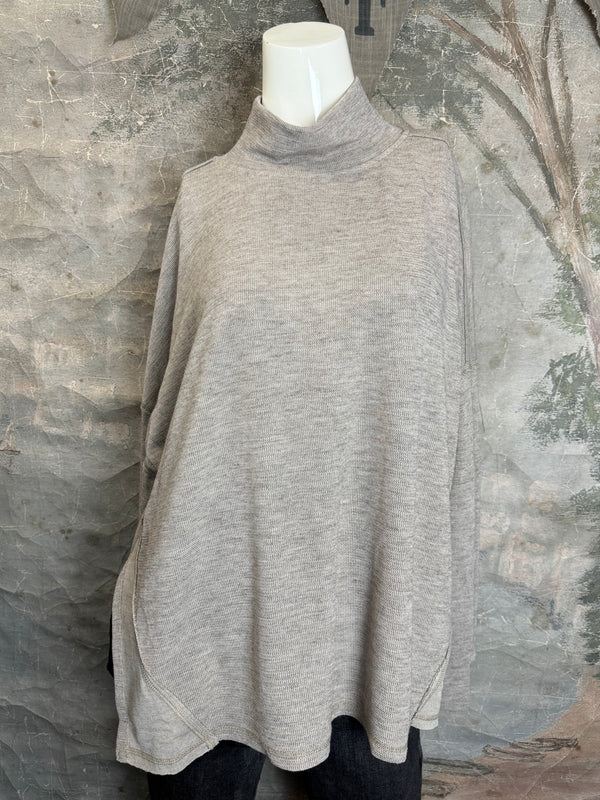 25690 Knit Mock Neck Top-Khaki