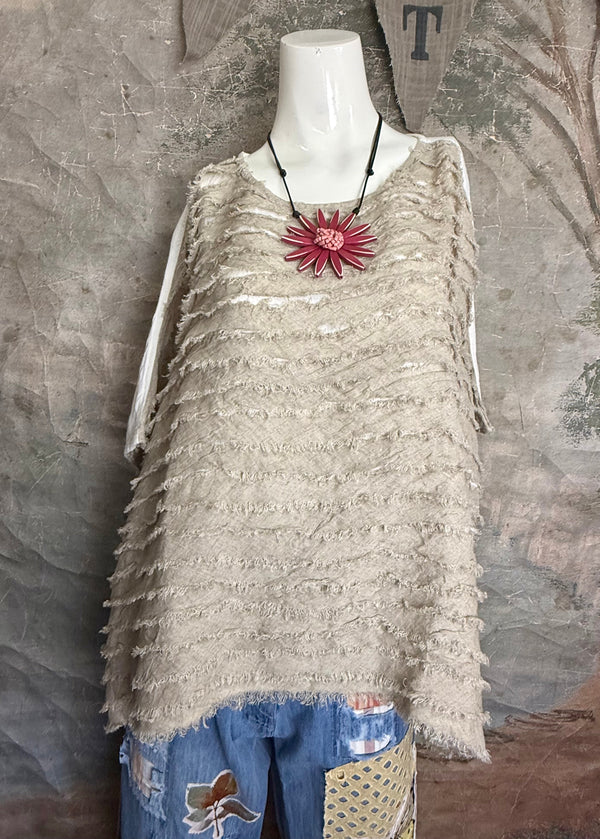 PL-613 Shaggy Linen 2way Top