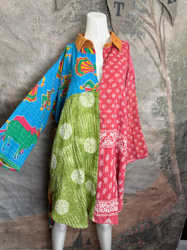 1013w Long Kurta Shirt Dress-Susan