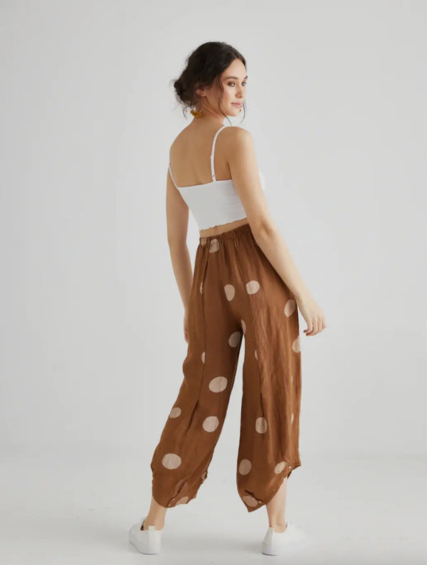 5202 LULU Polka Dot Pants-TABACCO