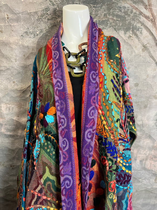 15873 Embroidered Echo Duster-MULTICOLOR