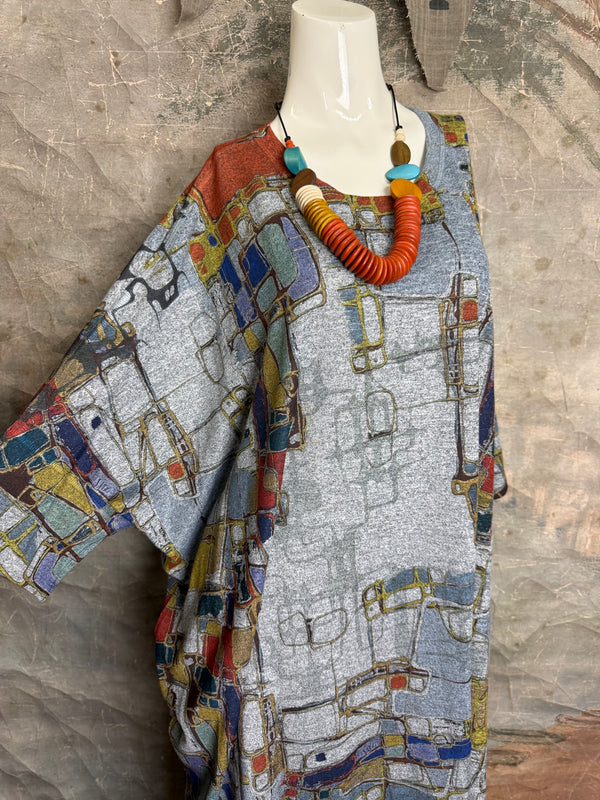 T721T Oversized Dolman Slv Top-Mapped In Color