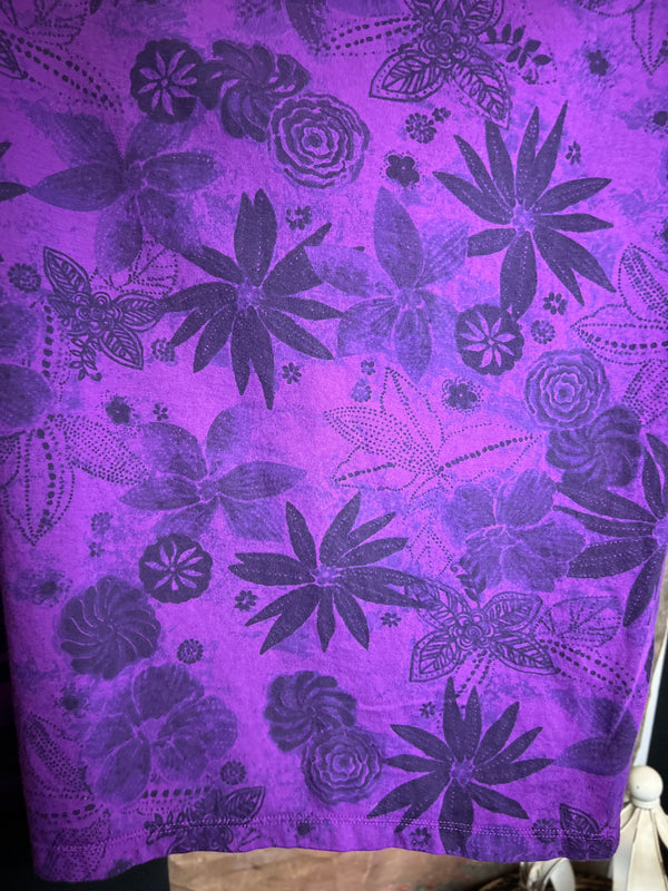 ID715 Floral Elbow Tunic Tshirt-Violet