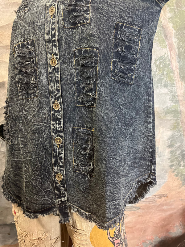 PL413 Distressed Denim Shirt