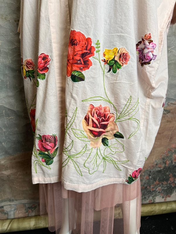 PCS878J Floral Patchwork Duster-Pink