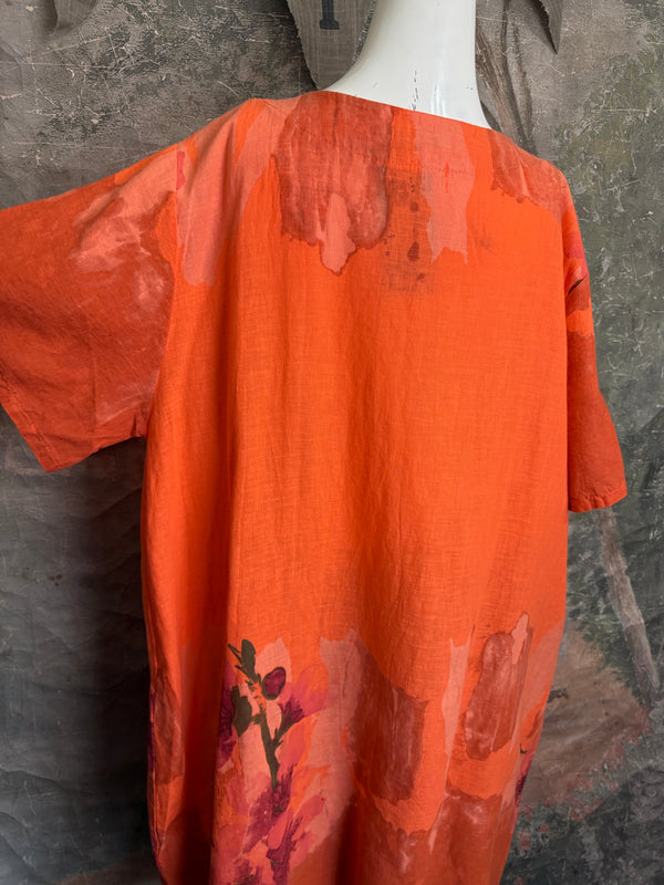 90847B Painters Garden Dress-Orange