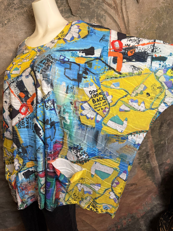 T1514 Long Slv Dolman Top/Tunic-Vib Vibes