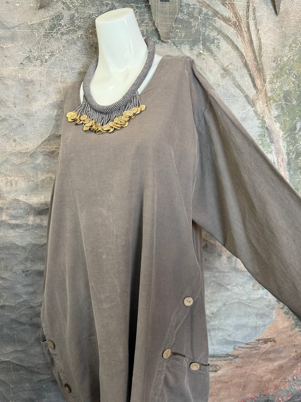 91983 Corduroy Pocket Tunic-Mocha