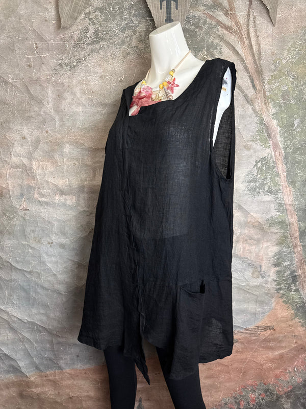 91755 Uneven Tank Top-Black
