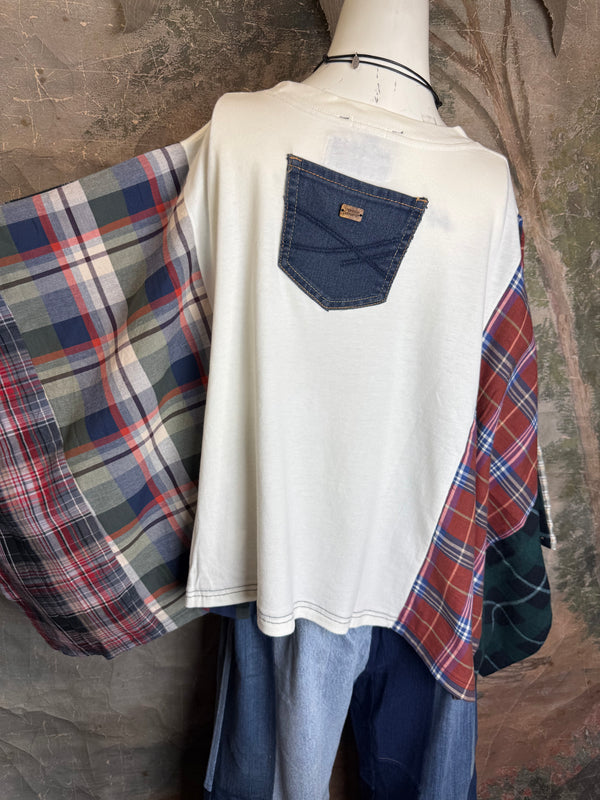 5576 Flannel Band Tee Topper-B