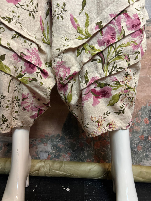 5516 Kristie Linen Tuck Pant-English Garden