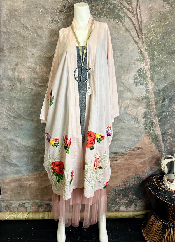 PCS878J Floral Patchwork Duster-Pink