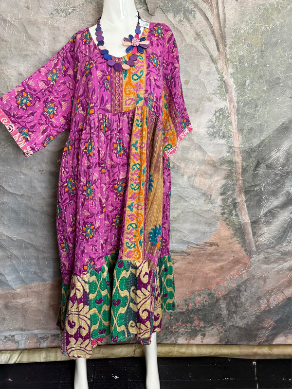 1027w Kantha Arts Tiered Dress-Mix 9