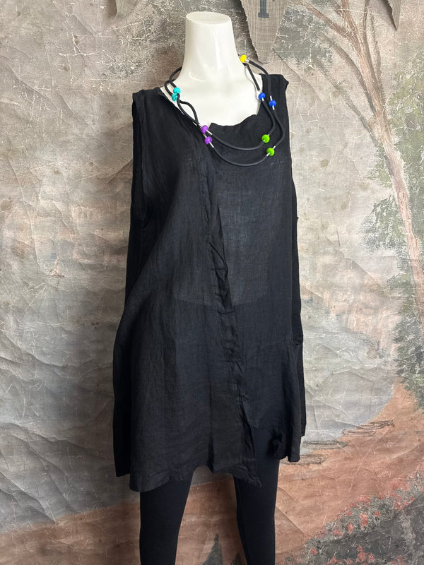 91755 Uneven Tank Top-Black